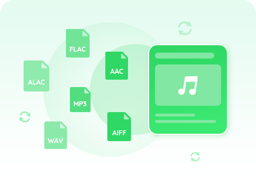 MP3、AAC、WAV、FLAC、AIFF、ALACなど多種出力形式を用意
